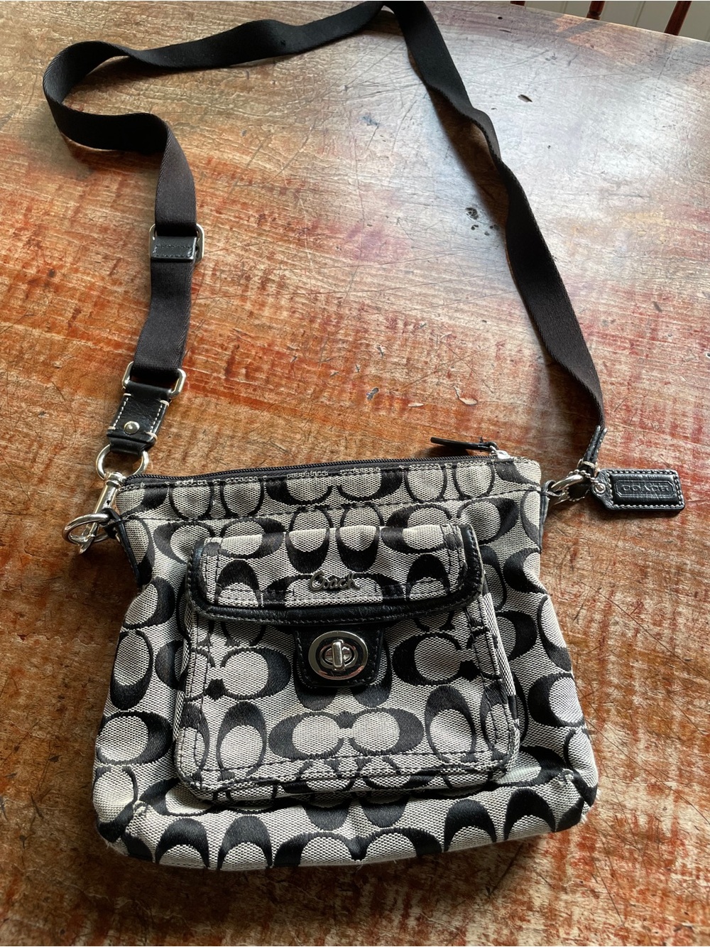 Coach Black and Gray Signature Crossbody Bag
